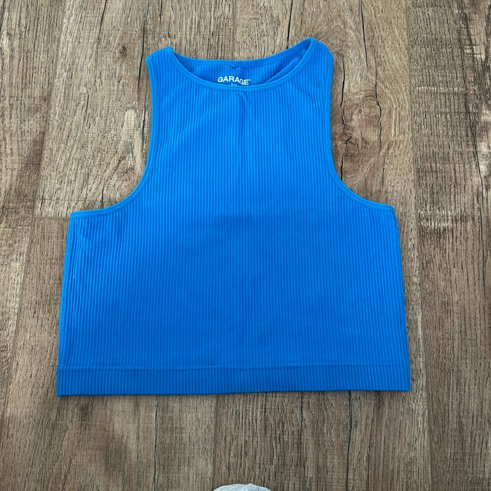 Cute garage blue tank top